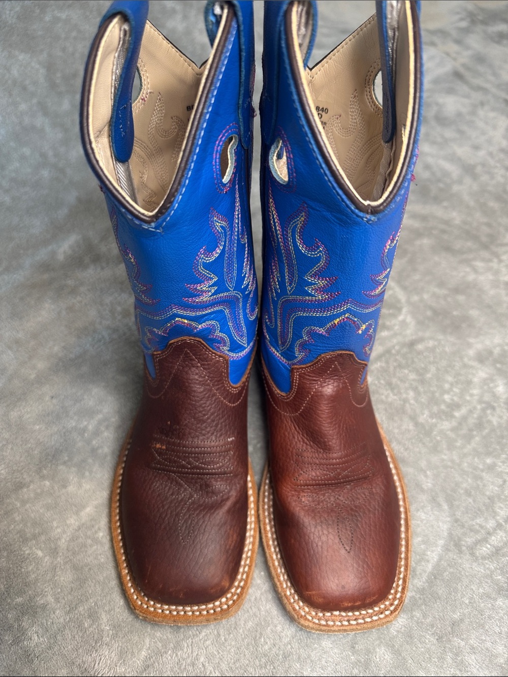 Kids Brown & Blue Western Cowboy Boots